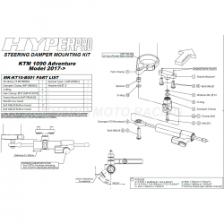Kit de fixation d'amortisseur de direction HYPERPRO KTM 1090 ADVENTURE 17-18