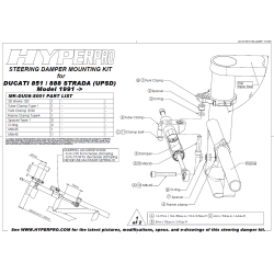 Kit de fixation d'amortisseur de direction HYPERPRO DUCATI 851 STRADA UPSD 91-93