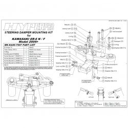 Kit de fixation d'amortisseur de direction HYPERPRO KAWASAKI ER-6 N/F 09-11