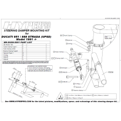 Kit de fixation d'amortisseur de direction HYPERPRO DUCATI 888 STRADA 93-94