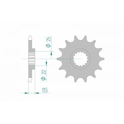 Pignon de sortie de boite AFAM type 73303 / 13-14-15-16-17 Dents - Pas 520