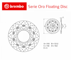 Disque de frein BREMBO Série ORO SUZUKI GSX-R 1340 HAYABUSA 08-18 (Avant - flottant - 78B40866)