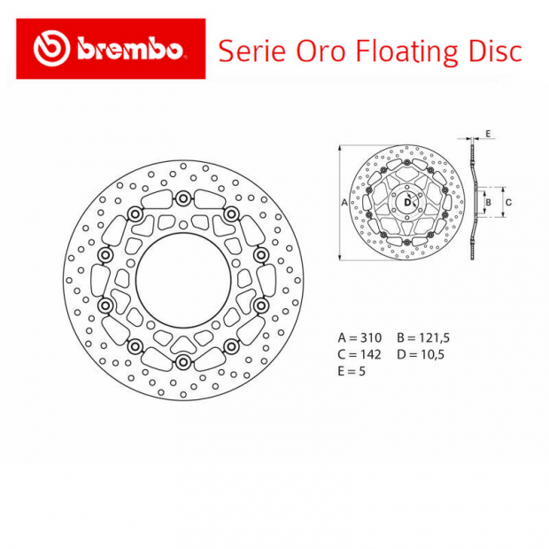 Disque de frein BREMBO Série ORO SUZUKI GSX-R 1340 HAYABUSA 08-18 (Avant - flottant - 78B40866)