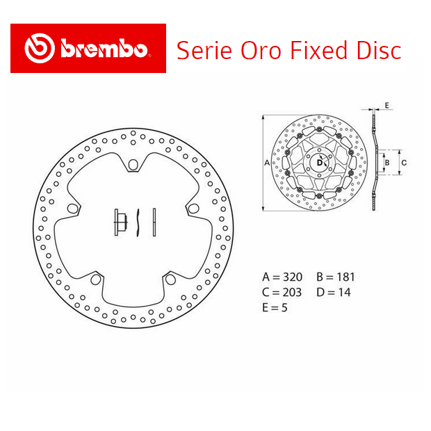 Disque de frein BREMBO Série ORO BMW K1600 GT - GTL 10-12 (Avant - fixe - 168B407D7)