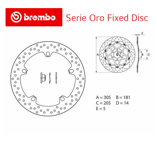 Disque de frein BREMBO Série ORO BMW F850 GS - ADVENTURE 18-22 (Avant - fixe - 168B407D6)