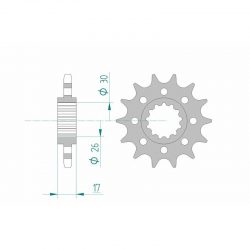 Pignon de sortie de boite AFAM type 20615 / 15-16 Dents - Pas 525