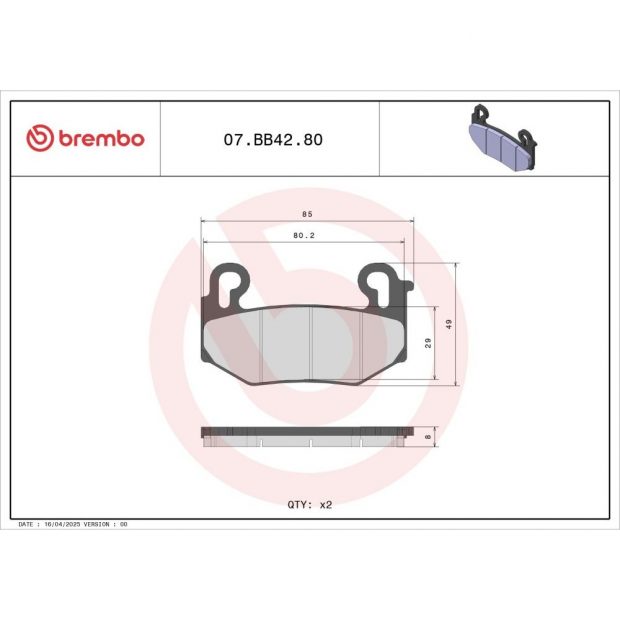 Plaquettes de frein BREMBO Genuine OEM 07BB4280 BMW R1300 GS - ADVENTURE 24-26 / R1300 R - RS - RT 25-26 (Avant)
