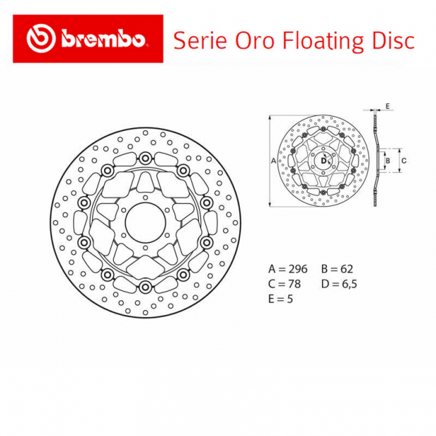 Disque de frein BREMBO Série ORO HONDA CB 400 N - T 82-88 (Avant - flottant - 78B40825)