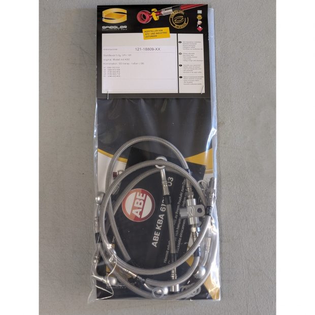 Durites de frein aviation SPIEGLER BMW R850 C 99- (259C)(05 durites av + arr - origine - ABS) (Guidon POLICE)