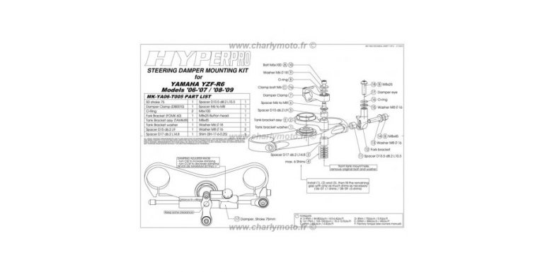 Kits de fixations - amortisseurs de direction HYPERPRO